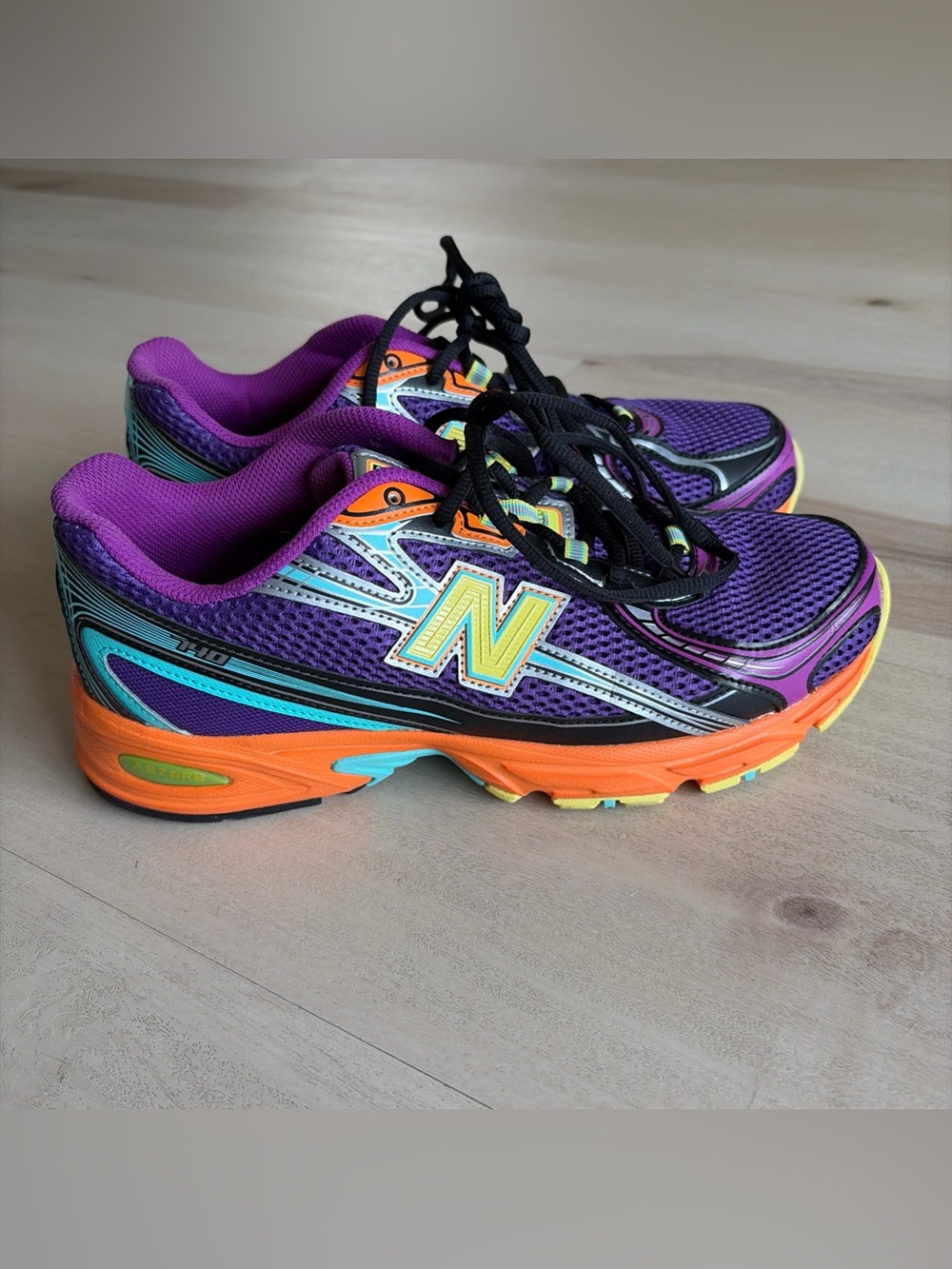 new balance 740 concord grape melo orange glow mens sz 8 wms 9.5
